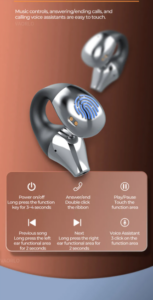 سماعات أذن لاسلكية عالية الدقة 5.2، مزودة بمشابك للأذن، وشاشة لمس بلوتوث، ومتوافقة مع تقنية البلوتوث، ومزودة بميكروفون، وليست مخصصة للرياضة، وخاصية إلغاء الضوضاء.