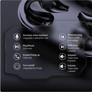 سماعة أذن لاسلكية عالية الدقة 5.2، مزودة بمشبك للأذن، تعمل بتقنية التوصيل العظمي، متوافقة مع بلوتوث، تعمل باللمس، مناسبة للرياضة، مزودة بخاصية إلغاء الضوضاء وميكروفون.