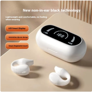 سماعة أذن لاسلكية عالية الدقة 5.2، مزودة بمشبك للأذن، تعمل بتقنية التوصيل العظمي، متوافقة مع بلوتوث، تعمل باللمس، مناسبة للرياضة، مزودة بخاصية إلغاء الضوضاء وميكروفون.