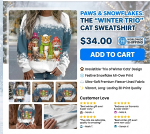 تيشيرت نسائي بأكمام طويلة مزين برسومات رجل الثلج والقطة في عيد الميلاد - تيشيرت فضفاض مناسب للعطلات